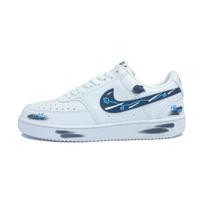 Nike Court Vision Smile Messenger Leather Cushioning, Wear Resistant Low top Skateboard Shoes Unisex Black White Blue DH2987-101(Team591-) 35.5