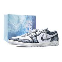Jordan Air Jordan 1 Dark Shadow Bleach Abrasion Resistant Low top Vintage Basketball Shoes Unisex Black White FQ7687-300(Team836-) 46