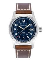 Hamilton Khaki Field Leather Strap Blue Dial Automatic H70455540 100M Men's Watch mėlyna