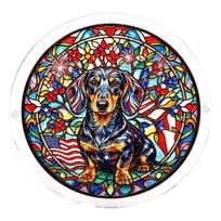 2D Acrylic Suncatcher Window Hanging Ornament Bull Design Decorative Circular Stained Glass Style Home Decor Indoor Outdoor Use One Size