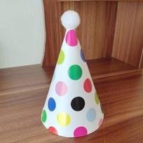 Children's Polka Dot Pom-pom Birthday Party Hat - Baby's First Birthday Crown & Photo Prop One Size