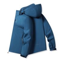High-Quality European Size Lightweight Men's Spring Windbreaker Jacket XXXL džinsinio mėlyna spalva