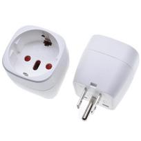 International Multi-Country Plug Adapter: Europlug to US, Australian, British, Indian, South African, Swiss, and Italian Plug Converter white
