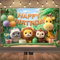 2D Kids Safari Themed Birthday Party Photography Backdrop 47.2x31.5inch/120*80cm