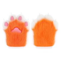 Fox Plush Meow Meow Paws: Fursuit Accessories, Cosplay Gloves with Drip Glue Nails oranžinė