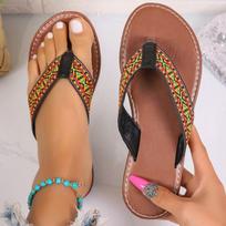 Women's Plus Size Comfortable Flat Bottom Summer Thong Flip-Flops 38 šviesiai ruda spalva