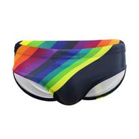 UXH Men's Striped Tight-Fit Fashion Thong Swimsuit L juoda