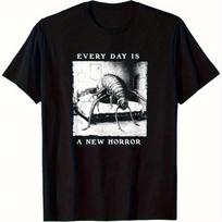 Mens Kafka Metamorphosis Literary Horror T-Shirt Every Day Is A New Fear Gergal Samsha Pattern Short Sleeve Shirt Heavy Shirt S juoda