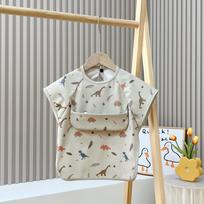 Denmark Children's Waterproof Back-Button Sleeveless Baby Bibs: Stain-Proof PU Smock for Boys & Girls S (0.5-2.5 years) dinozaurų pasaulio spalva