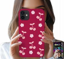 Etui Do Iphone 12 Mini - Wisienki, Wiśnie Na Bordowym Tle + Folia
