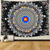 Bohemian Mandala Hippie Tapestry 75x100 juoda