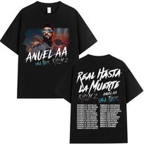 ZX 2025 Summer Rapper Anuel AA Real Hasta La Muerte Tour New Album Mens Hip Hop Gothic Breathable 100 Cotton Printed Tshirt S