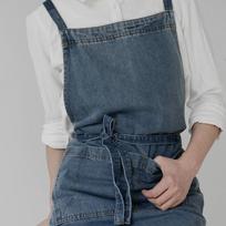 Thickened Denim Canvas Apron: Stain-proof All-cotton Bib for Kitchen and Work One Size