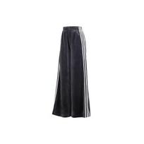 Adidas Originals Velvetinės Laisvos Sportinės Kelnės Trys Juostelės Spalvų Bloko Velvetinės Plačių Kojų Megztos Sportinės Kelnės Moteriškos Kelnės Juodos IT9405 S