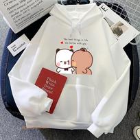 Panda Bear Bubu Dudu Love Heart Kangaroo Pocket Sweatshirts Women Clothing Casual Printing Pullovers Clothes S