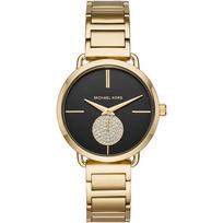 Michael Kors MK3788 Portia Juodo ciferblato moteriškas laikrodis 36.5mm auksas