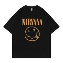 Classic Nirvana Band Retro TShirt Mens Short Sleeve Summer Punk Style Pure Color Loose Fit Casual Breathable TShirt S juoda