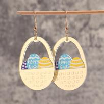 Gold Color Mirrored Waterdrop Acrylic Earring for Women Creative Easter Eggs Drop Earrings Fashion Jewelry Accessories Gift