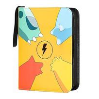 Trading Card Album 400 Pockets 50 Pages Black (Yellow) Portable PU Waterproof Material