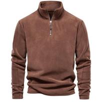 Vyriški laisvalaikio vilnos megztiniai su užtrauktuku ilgomis rankovėmis Golfo megztiniai vyrams Slim Fit Mock Kaklo Tvirtas treniruočių palaidinės rudens žiemos polo marškinėliai S ruda