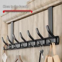 Besiūlis prie sienos tvirtinamas drabužių kabyklos ir kabliukų komplektas virtuvei/vonios kambariui 5 Hooks Black No-Punch Door Hook gray