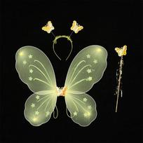 Cosplay Ladies Party Decor Butterfly Wings Princess Hair Hoop Fancy Dress Set Fairy Wand geltona
