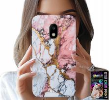 Etui Do Samsung Galaxy J5 2017 - Różowo Biały Marmurek, Kamienne Wzory