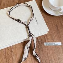 Gift Bohemian Silk Scarf Retro Ethnic Style Wooden Bead Strip Cloth Clavicle Chain Casual Wear