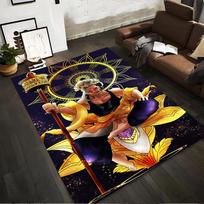 Bold Warrior Carpet with Golden Mandala Design on Dark Background  Suitable for use as an anti-slip for living room bedroom sofas 40x60cm( 15x23in )