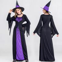 Adult Women's Scary Witch Halloween Cosplay Costume for Masquerade and Stage Performance Large violetinė