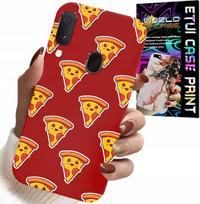 Etui Do Samsung Galaxy A20E - Wzór Z Wesołą Pizzą Na Czerwonym Tle