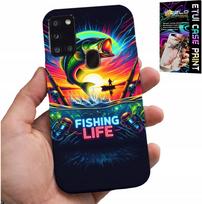 Etui Do Samsung Galaxy A21S - Wzory Wędkarskie Ryby Połów Wędka Plecki