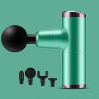 Mini Fascia Gun Deep Tissue Vibration Pain Relief Device 4 Replaceable Massage Heads Usb Body Massager žalia