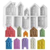 10 Cavities House Silicone Molds for Candle Soap Chocolate Home Decoration Cabin Silicone Candle Molds for Epoxy Resin 1 gray