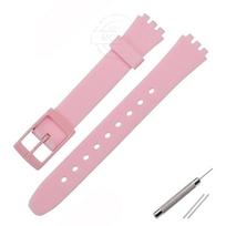 Minkšta silikoninė laikrodžio apyrankė, tinkama Swatch 12 mm, mergaitėms, moterims, spalvota, vandeniui atspari riešo apyrankė, laikrodžio priedai 12mm rožinė
