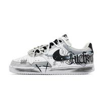 Nike Court Vision 1 Gothic Arts Karvės oda Atspari trinčiai Žemi Batai Riedlentėms Unisex Juoda Balta DH2987-101(Komanda998-) 36