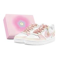 Nike Court Borough Skateboard Shoes Women's Low Top White/Pink/Yellow BQ5448-100(Team1655-S-BOX) 38.5