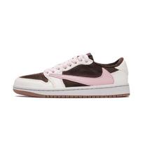 Travis Scott X Jordan Air Jordan 1 Vintažiniai krepšinio batai Unisex žemi rudi, smėlio spalvos DZ4137-700(Komanda-) 35.5