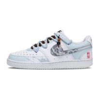 Nike Court Vision 1 Non slip Lightweight Low top Skateboard Shoes Men's White Blue DH2987-101(Team960-) 44.5