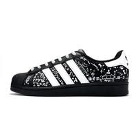 Adidas Originals Superstar 2 Kitten Tale Leather Abrasion Resistant Low top Skateboard Shoes Men's Black White JI0079(team-516-) 43⅓
