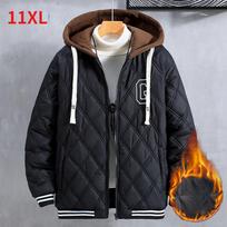Vyriškos žieminės laisvos šiltos plius dydžio 11XL striukės paminkštintos parko pastorintos medvilnės striukės Vyriškos striukės su gobtuvu 10XL juoda