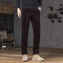 Pavasarinės ir rudeninės velvetinės kasdienės kelnės vyrams, verslo, slim fit, tiesaus kirpimo, elastinės, universalios, ilgos 28 ruda