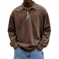 Vyriški ilgomis rankovėmis polo marškinėliai Vyriški kvėpuojantys marškinėliai Laisvalaikio golfo polo marškinėlis Atlenkiama apykakle Darbinis T-shirt Baziniai traukiami viršutiniai drabužiai M ruda