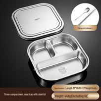 304 Stainless Steel 3-Compartment Lunch Box with Lid