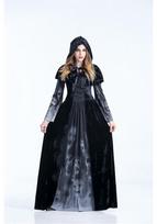 Halloween Grim Reaper Long Dress Costume for Women - Skeleton Vampire Role-Play X-Large