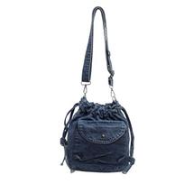 Plisuotas kibiras Krepšys Moteriškas džinsinis krepšys Mažas pečių krepšys Crossbody Bag šviesiai mėlyna spalva