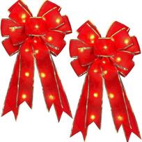 2pcs Large Size LED Luminous Bow Ribbon Material Luminous Design Christmas Tree Decoration Creative Handmade Craft