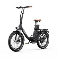 OneSport OT16-2 folding e-bike features 20-inch pneumatic tires, a 48V 17Ah battery, a 250W motor, and a maximum load capacity of 150 kg. ruda/juoda