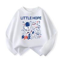 Trendy Boys' Astronaut Long Sleeve Cotton T-Shirt - Spring/Autumn 2026 Collection 110 cm balta spalva