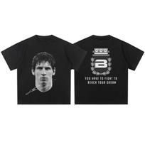 Lionelio Messi futbolo marškinėliai Įkvepianti grafika Medvilninė marškinėlė Visų laikų didžioji žvaigždė Vyrams Moterims Miesto stiliaus Premium trumpomis rankovėmis viršus 4XL